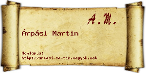 Árpási Martin névjegykártya
